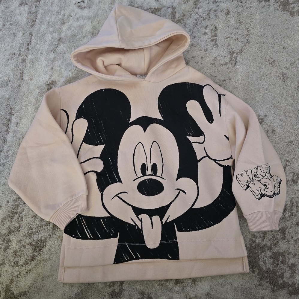 Zara Disney Mickey Mouse Hoodie - Cream and Black